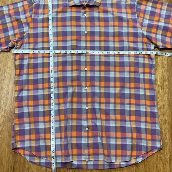 Thomas Dean Mens Blue Purple Plaid Button-Front Shirt Multicolor Checkered - Picture 5 of 5
